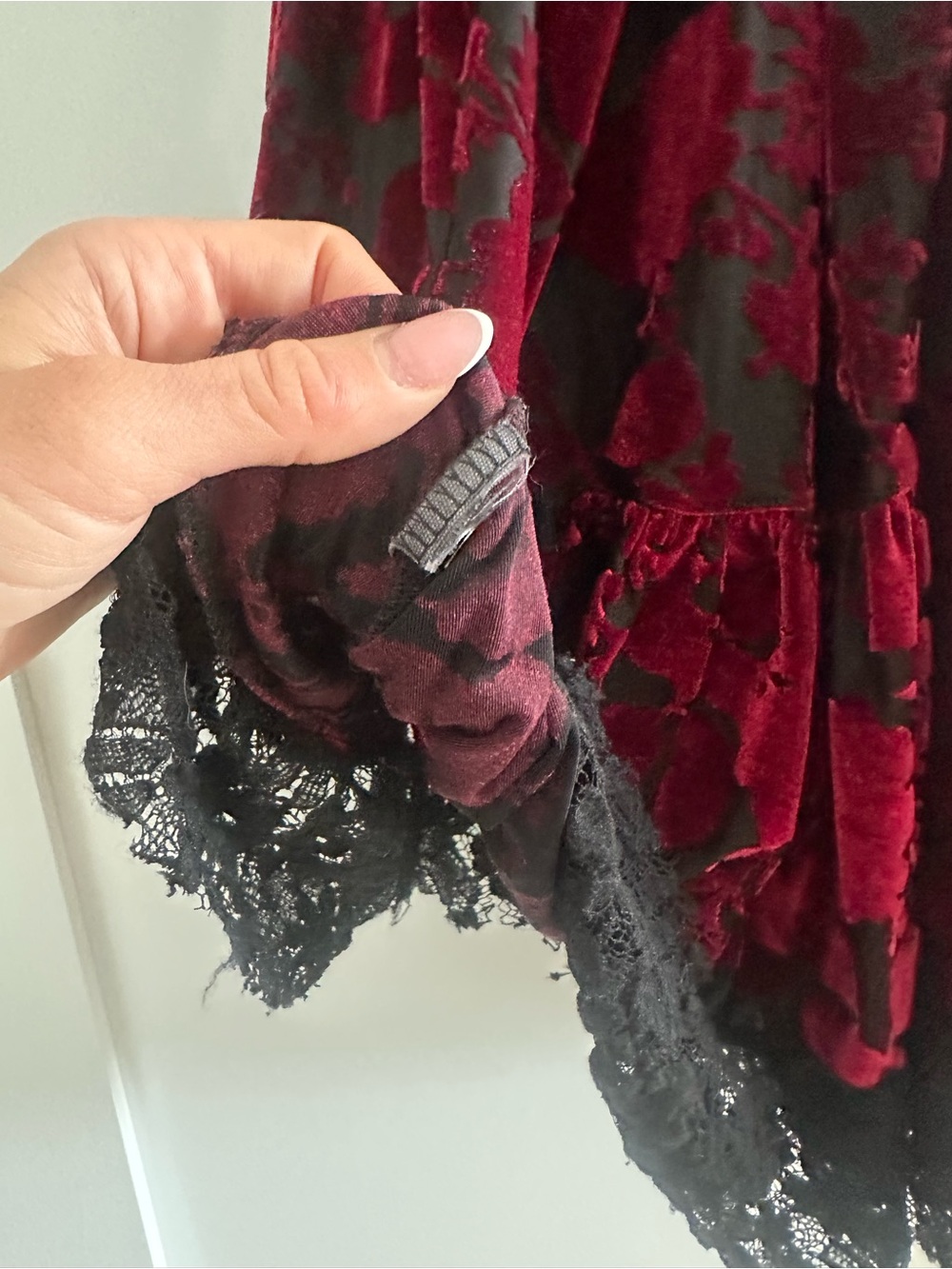 Free People Y2K Red Velvet Sheer Babydoll Dress - Picture 8 of 8